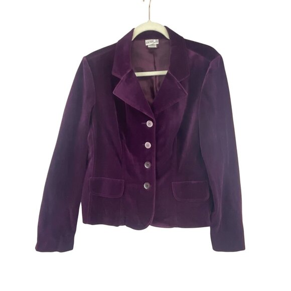 Fashion Bug Womens Velvet Blazer Jacket Size XL Purple Single Breasted Business - Picture 1 of 5